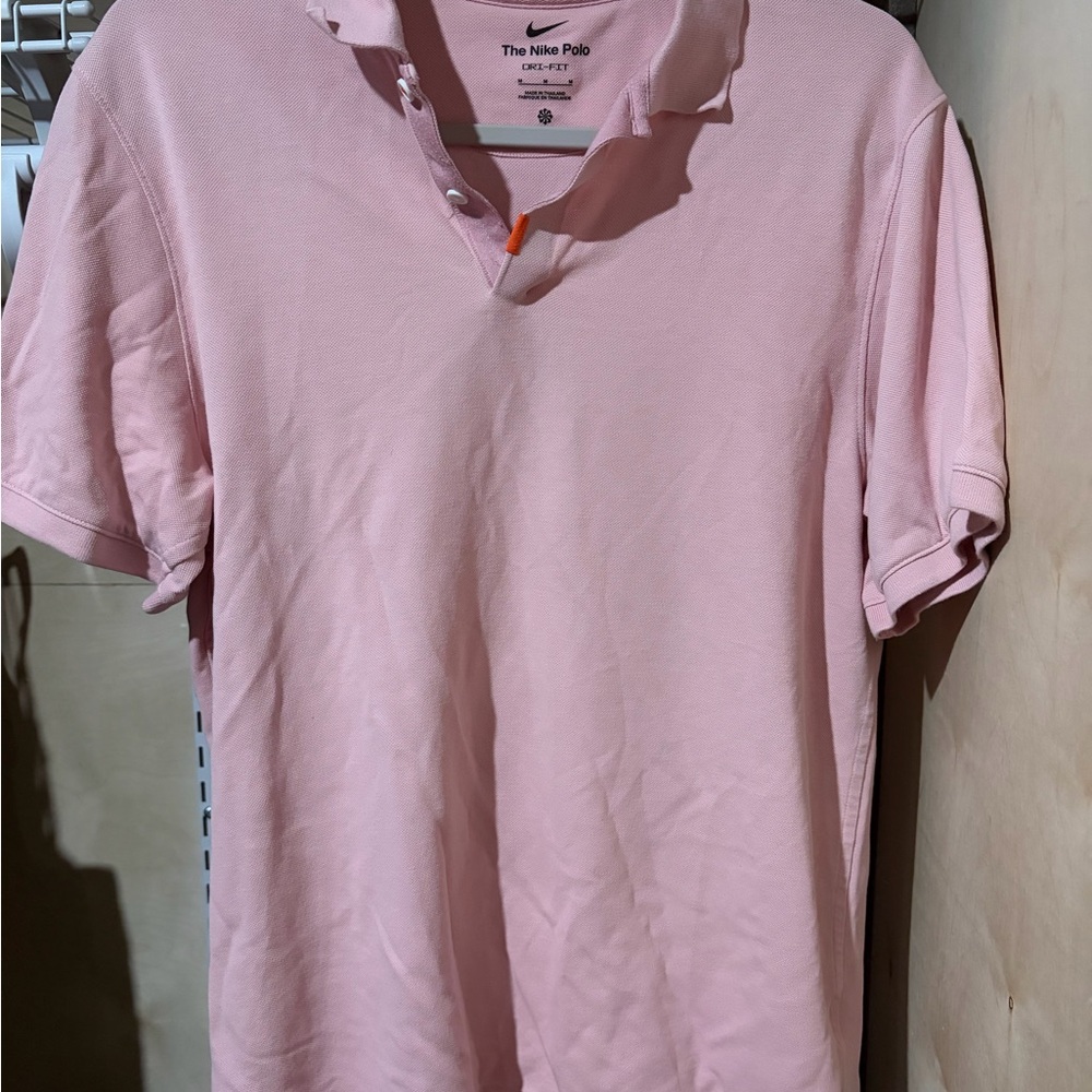 Nike Men’s Light Pink Polo with Small Orange Placket Tab